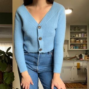 mango blue cropped sweater